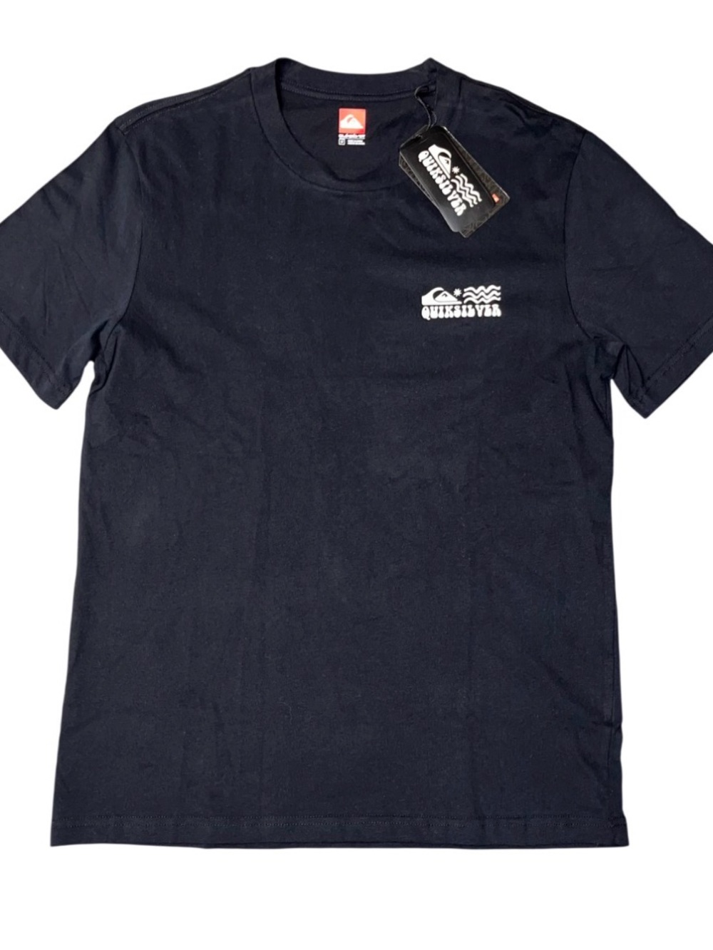 Quiksilver Black Men’s Short Sleeve Logo White Wave Beach Shirt NWT Medium
